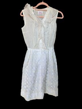 Miss Couture White Ruffle Sleeveless Mini Dress